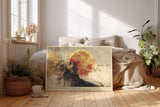 Paul Sinus Wandbild 120x80cm abstrakte Landschaft Sonne Gold Rot moderne Kunst dramatische Wanddekoration fuer Wohnzimmer Büro