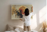 Paul Sinus Wandbild 120x80cm abstrakte Landschaft Sonne Gold Rot moderne Kunst dramatische Wanddekoration fuer Wohnzimmer Büro