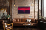 Paul Sinus Wandbild 120x80cm abstrakte Landschaft Sonnenuntergang rot violett moderne Kunst dramatische Wanddekoration fuer Wohnzimmer Büro
