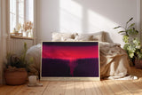 Paul Sinus Wandbild 120x80cm abstrakte Landschaft Sonnenuntergang rot violett moderne Kunst dramatische Wanddekoration fuer Wohnzimmer Büro