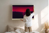 Paul Sinus Wandbild 120x80cm abstrakte Landschaft Sonnenuntergang rot violett moderne Kunst dramatische Wanddekoration fuer Wohnzimmer Büro