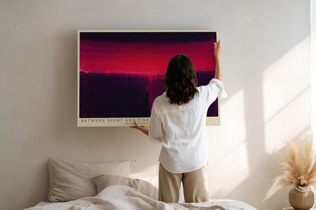 Paul Sinus Wandbild 120x80cm abstrakte Landschaft Sonnenuntergang rot violett moderne Kunst dramatische Wanddekoration fuer Wohnzimmer Büro