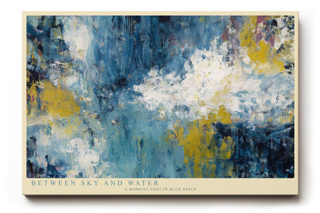 Paul Sinus Wandbild 120x80cm Abstrakte Landschaft zwischen Himmel und Wasser Moderne Kunst in Blau Gold Wanddekoration