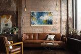 Paul Sinus Wandbild 120x80cm Abstrakte Landschaft zwischen Himmel und Wasser Moderne Kunst in Blau Gold Wanddekoration