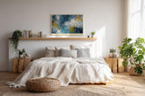 Paul Sinus Wandbild 120x80cm Abstrakte Landschaft zwischen Himmel und Wasser Moderne Kunst in Blau Gold Wanddekoration