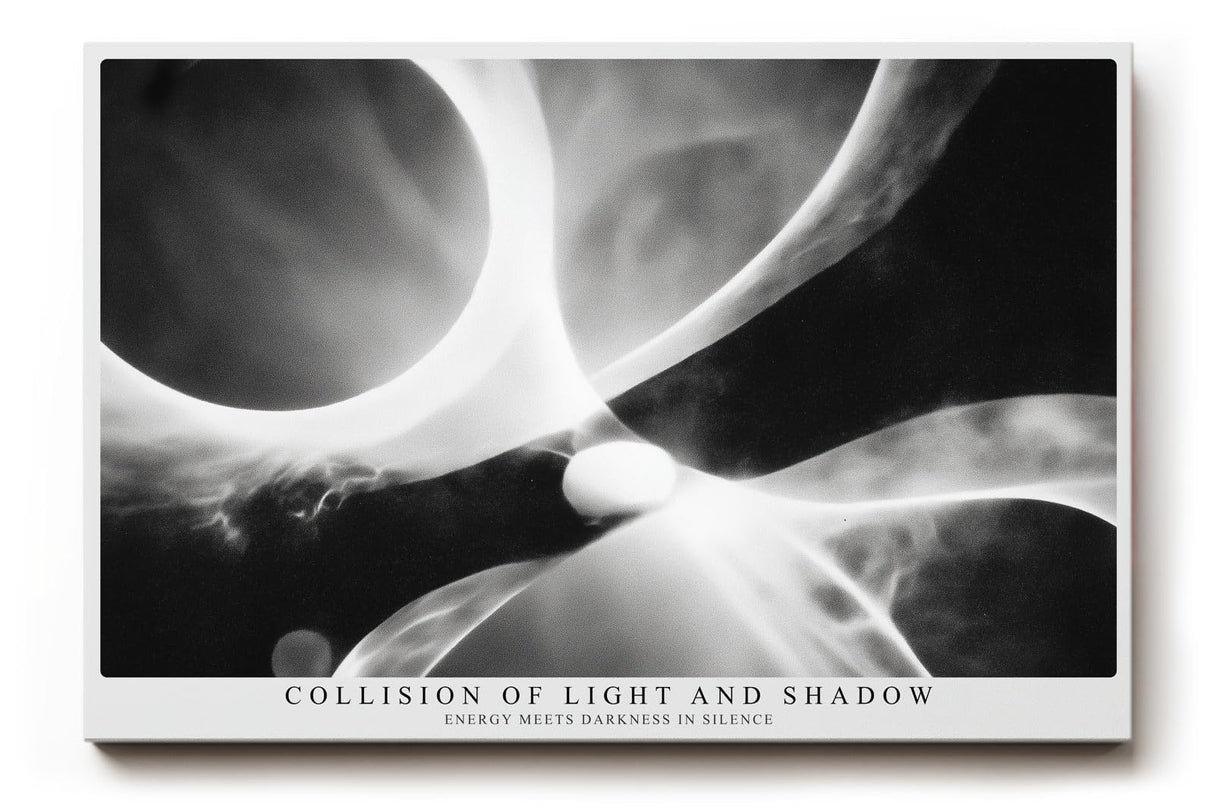 Paul Sinus Wandbild 120x80cm Abstrakte Licht Energie Kunst LeinWandbild 120x80cm Schwarz Weiss Moderne Wanddekoration