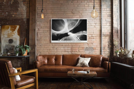 Paul Sinus Wandbild 120x80cm Abstrakte Licht Energie Kunst LeinWandbild 120x80cm Schwarz Weiss Moderne Wanddekoration