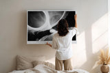 Paul Sinus Wandbild 120x80cm Abstrakte Licht Energie Kunst LeinWandbild 120x80cm Schwarz Weiss Moderne Wanddekoration