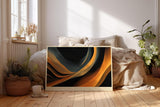 Paul Sinus Wandbild 120x80cm Abstrakte Lichtwellen in Gold und Schwarz moderne Designkunst