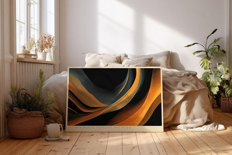 Paul Sinus Wandbild 120x80cm Abstrakte Lichtwellen in Gold und Schwarz moderne Designkunst