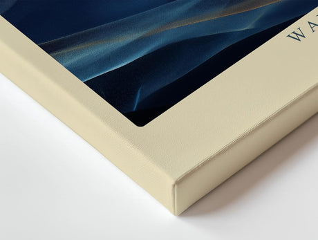 Paul Sinus Wandbild 120x80cm abstrakte Lichtwellen moderne Fluid Kunst blau gold dynamische Formen stilvolle Wanddekoration fuer Wohnzimmer Büro