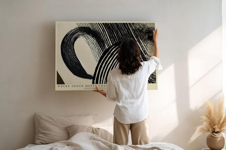 Paul Sinus Wandbild 120x80cm abstrakte Linien Kunst schwarz weiss modernes grafisches Muster minimalistische Wanddekoration fuer Wohnzimmer Büro