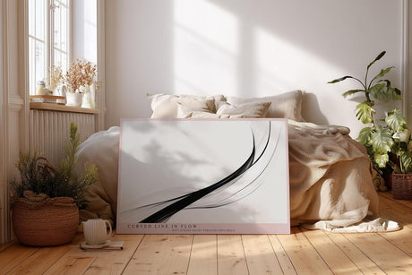 Paul Sinus Wandbild 120x80cm abstrakte Linien modern schwarz weiss minimalistische Kunst dynamische Kurve Kunstdruck stilvolle Wanddekoration fuer Wohnzimmer Büro Flur