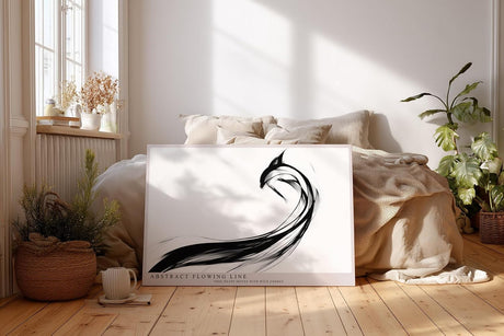 Paul Sinus Wandbild 120x80cm abstrakte Linien moderne minimalistische Kunst schwarz weiss dynamische Form Kunstdruck stilvolle Wanddekoration fuer Wohnzimmer Büro Flur