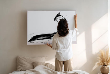 Paul Sinus Wandbild 120x80cm abstrakte Linien moderne minimalistische Kunst schwarz weiss dynamische Form Kunstdruck stilvolle Wanddekoration fuer Wohnzimmer Büro Flur