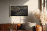 Paul Sinus Wandbild 120x80cm Abstrakte Linienformen in Gold auf dunklem Hintergrund Moderne Minimal Kunst