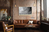 Paul Sinus Wandbild 120x80cm abstrakte Linienkunst Schwarz Weiss moderne grafische Wellen Struktur minimalistisches Kunstbild stilvolle Wanddekoration für Wohnzimmer Büro Flur