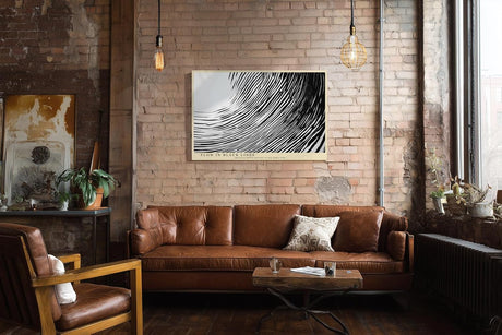 Paul Sinus Wandbild 120x80cm abstrakte Linienkunst Schwarz Weiss moderne grafische Wellen Struktur minimalistisches Kunstbild stilvolle Wanddekoration für Wohnzimmer Büro Flur
