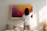 Paul Sinus Wandbild 120x80cm abstrakte Makrostruktur in Rot Orange fließende Formen moderne Kunst stilvolle Wanddekoration fuer Wohnzimmer Büro