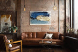Paul Sinus Wandbild 120x80cm abstrakte Malerei blaue Struktur moderne Kunst Pinseltextur stilvolle Wanddekoration fuer Wohnzimmer Büro