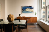 Paul Sinus Wandbild 120x80cm abstrakte Malerei blaue Struktur moderne Kunst Pinseltextur stilvolle Wanddekoration fuer Wohnzimmer Büro