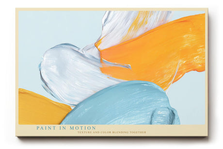 Paul Sinus Wandbild 120x80cm abstrakte Malerei mit Pinselstruktur blau weiß orange moderne Farbkunst dynamisches Kunstbild für Wohnzimmer Büro Atelier