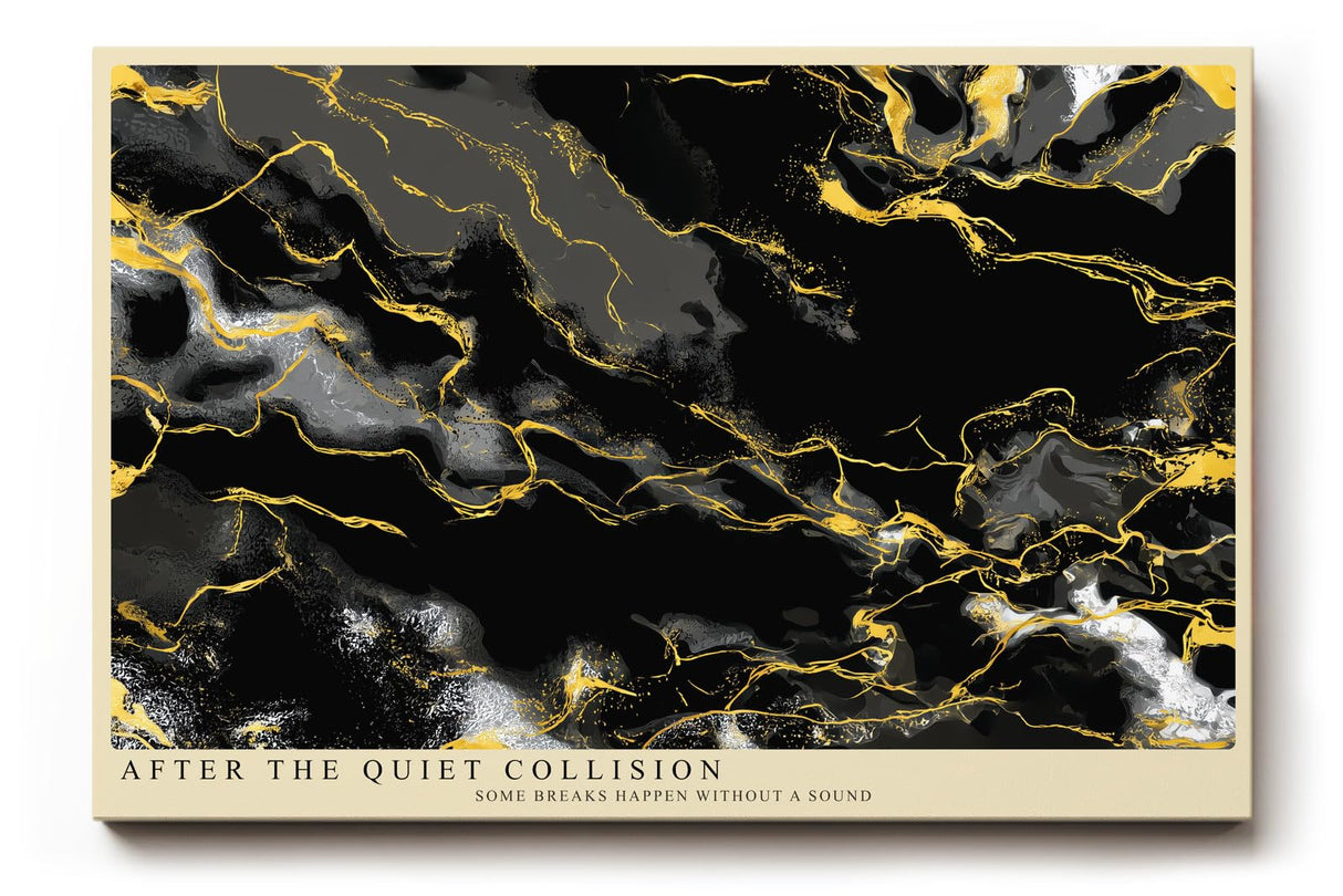 Paul Sinus Wandbild 120x80cm abstrakte Marmor Kunst schwarz gold moderne Strukturkunst elegantes Kunstposter luxuriöse Flur