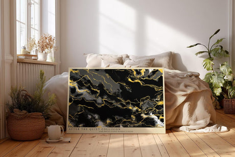 Paul Sinus Wandbild 120x80cm abstrakte Marmor Kunst schwarz gold moderne Strukturkunst elegantes Kunstposter luxuriöse Flur