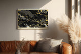 Paul Sinus Wandbild 120x80cm abstrakte Marmor Kunst schwarz gold moderne Strukturkunst elegantes Kunstposter luxuriöse Flur