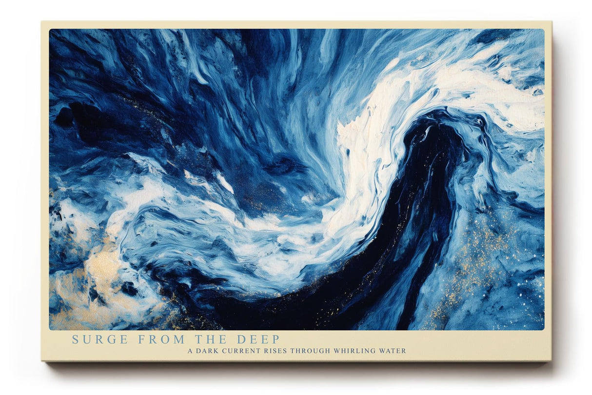 Paul Sinus Wandbild 120x80cm Abstrakte Meereswelle Blau Ozean Kunstmotiv Dynamische Wasserbewegung in moderner Malerei