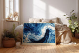 Paul Sinus Wandbild 120x80cm Abstrakte Meereswelle Blau Ozean Kunstmotiv Dynamische Wasserbewegung in moderner Malerei