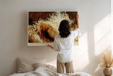 Paul Sinus Wandbild 120x80cm Abstrakte Meereswelle Kraftvolle Ozean Kunst in Braun und Creme fuer Wohnzimmer Büro und moderne Wohnräume