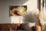 Paul Sinus Wandbild 120x80cm Abstrakte Meereswelle Kraftvolle Ozean Kunst in Braun und Creme fuer Wohnzimmer Büro und moderne Wohnräume