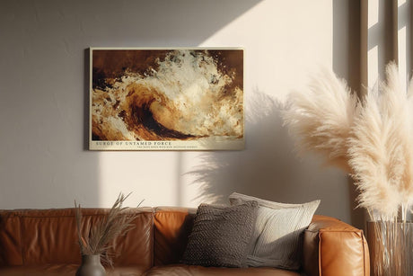 Paul Sinus Wandbild 120x80cm Abstrakte Meereswelle Kraftvolle Ozean Kunst in Braun und Creme fuer Wohnzimmer Büro und moderne Wohnräume