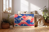 Paul Sinus Wandbild 120x80cm abstrakte Meereswellen blau pink moderne Kunst dynamische Ozean Illustration Wanddekoration fuer Wohnzimmer Büro