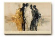 Paul Sinus Wandbild 120x80cm abstrakte Menschen Figuren modern beige schwarz gold Kunst Gemälde minimalistische Figurengruppe stilvolle Wanddekoration für Wohnzimmer Büro Flur