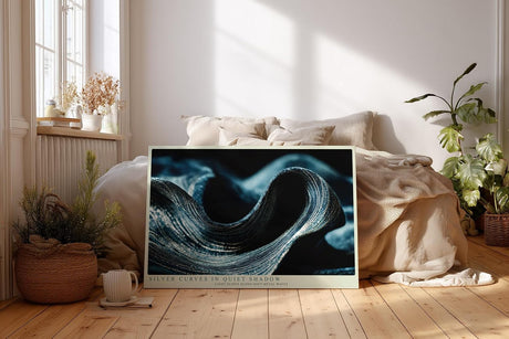 Paul Sinus Wandbild 120x80cm Abstrakte Metall Wellen in Dunkelblau moderne Struktur Kunst elegante Wanddekoration