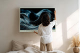 Paul Sinus Wandbild 120x80cm Abstrakte Metall Wellen in Dunkelblau moderne Struktur Kunst elegante Wanddekoration