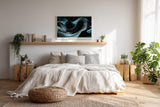 Paul Sinus Wandbild 120x80cm Abstrakte Metall Wellen in Dunkelblau moderne Struktur Kunst elegante Wanddekoration