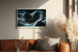 Paul Sinus Wandbild 120x80cm Abstrakte Metall Wellen in Dunkelblau moderne Struktur Kunst elegante Wanddekoration