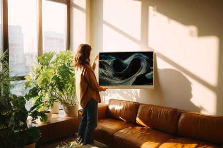 Paul Sinus Wandbild 120x80cm Abstrakte Metall Wellen in Dunkelblau moderne Struktur Kunst elegante Wanddekoration