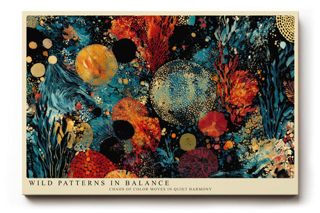 Paul Sinus Wandbild 120x80cm Abstrakte Naturformen Moderne Kunst in Blau Orange und Gold Dynamische Abstraktion fuer Wohnzimmer Büro und Kreativraeume