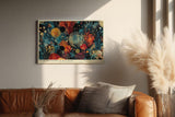 Paul Sinus Wandbild 120x80cm Abstrakte Naturformen Moderne Kunst in Blau Orange und Gold Dynamische Abstraktion fuer Wohnzimmer Büro und Kreativraeume