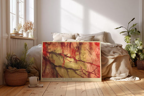 Paul Sinus Wandbild 120x80cm abstrakte Naturstruktur modern rot beige organische Formen Kunst Kunstdruck grosses Kunstbild stilvolle Wanddekoration fuer Wohnzimmer Büro Flur