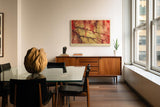 Paul Sinus Wandbild 120x80cm abstrakte Naturstruktur modern rot beige organische Formen Kunst Kunstdruck grosses Kunstbild stilvolle Wanddekoration fuer Wohnzimmer Büro Flur