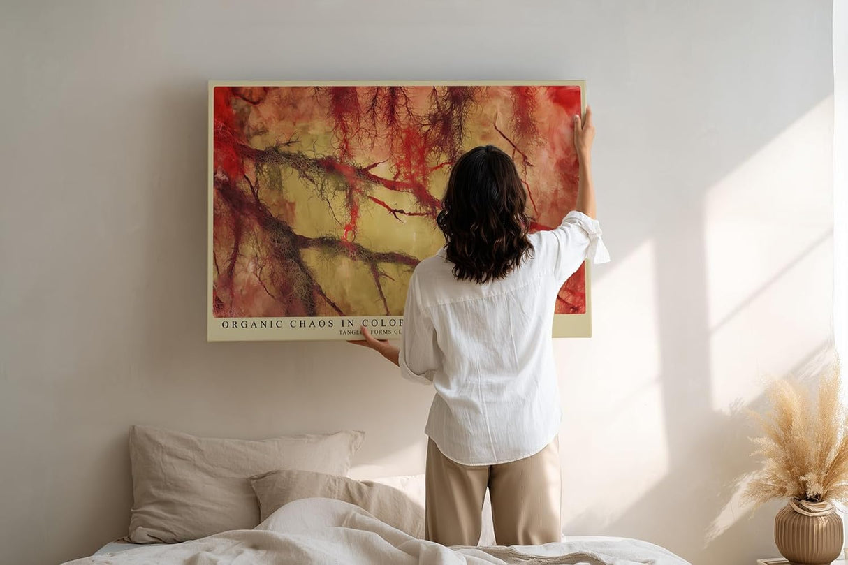 Paul Sinus Wandbild 120x80cm abstrakte Naturstruktur modern rot beige organische Formen Kunst Kunstdruck grosses Kunstbild stilvolle Wanddekoration fuer Wohnzimmer Büro Flur