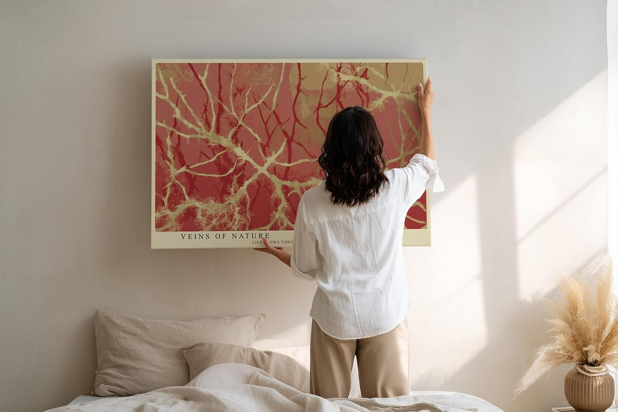 Paul Sinus Wandbild 120x80cm abstrakte Naturstruktur organische Linien rot beige moderne Kunststruktur zeitgenössische