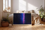 Paul Sinus Wandbild 120x80cm abstrakte Neonfarben in Blau und Pink moderne Lichtkunst mystisches Kunstbild stilvolle Wanddekoration für Wohnzimmer Büro Atelier