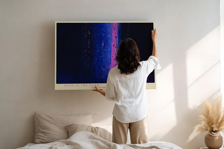 Paul Sinus Wandbild 120x80cm abstrakte Neonfarben in Blau und Pink moderne Lichtkunst mystisches Kunstbild stilvolle Wanddekoration für Wohnzimmer Büro Atelier