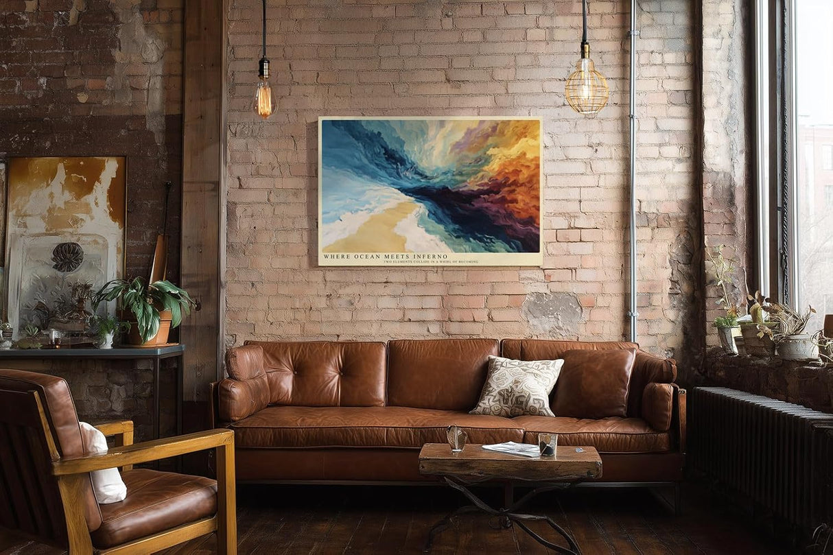 Paul Sinus Wandbild 120x80cm Abstrakte Ozean Landschaft Moderne Kunst Farbexplosion Himmel und Meer Komposition